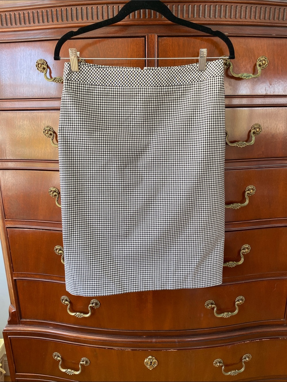Talbots Black and White Gingham fully lined Pencil Skirt